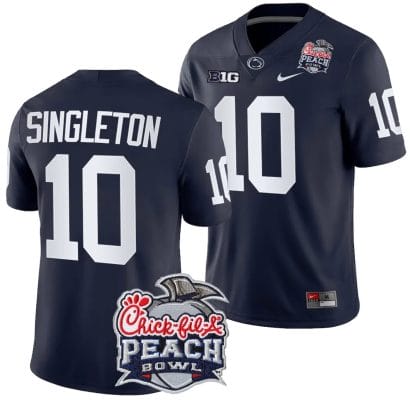 Nicholas Singleton Jersey #10 Penn State Peach Bowl Patch 2024 College Football Navy 8 Nicholas Singleton Jersey #10 Penn State Peach Bowl Patch 2024 College Football Navy