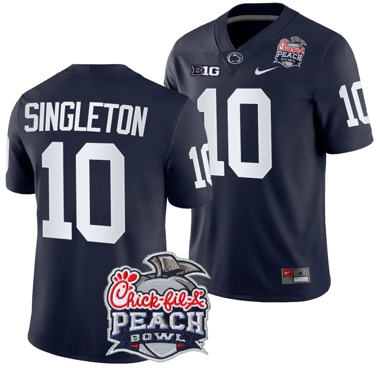 Nicholas Singleton Jersey #10 Penn State Peach Bowl Patch 2024 College Football Navy 1 Nicholas Singleton Jersey #10 Penn State Peach Bowl Patch 2024 College Football Navy