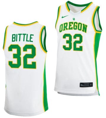Nathan Bittle Jersey #32 Oregon Ducks 2023-24 College Basketball uniform White