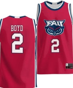 Nicholas Boyd Jersey #2 FAU Owls NIL College Basketball Lightweight Red
