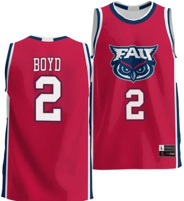 Nicholas Boyd Jersey #2 FAU Owls NIL College Basketball Lightweight Red 6 Nicholas Boyd Jersey #2 FAU Owls NIL College Basketball Lightweight Red