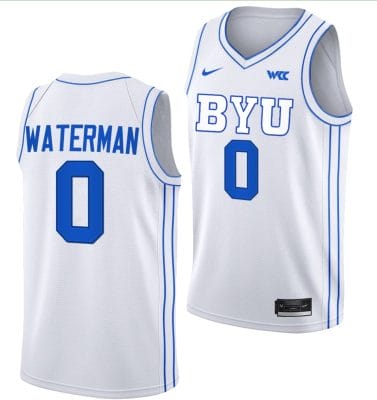 Noah Waterman Jersey #0 BYU Cougars College Basketball Jersey 2022-23 White 8 Noah Waterman Jersey #0 BYU Cougars College Basketball Jersey 2022-23 White