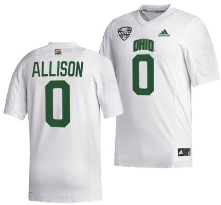 OShaan Allison Jersey #0 Ohio Bobcats College Football Uniform White 8 OShaan Allison Jersey #0 Ohio Bobcats College Football Uniform White