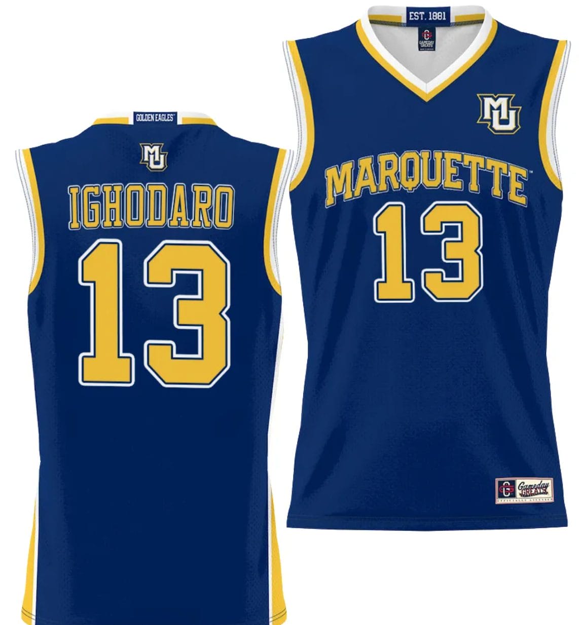 Oso Ighodaro Jersey #13 Marquette Golden Eagles NIL Basketball Lightweight Navy 1 Oso Ighodaro Jersey #13 Marquette Golden Eagles NIL Basketball Lightweight Navy