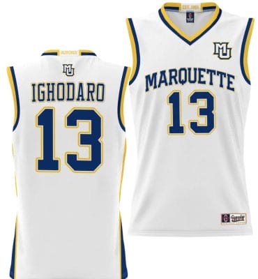 Oso Ighodaro Jersey #13 Marquette Golden Eagles NIL Basketball Lightweight White 8 Oso Ighodaro Jersey #13 Marquette Golden Eagles NIL Basketball Lightweight White