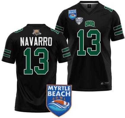 Parker Navarro Jersey #13 Ohio Bobcats 2023 Myrtle Beach Bowl Patch College Football Black