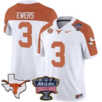 Quinn Ewers Jersey #3 Texas Longhorns Sugar Bowl Patch Vapor Football Inverted