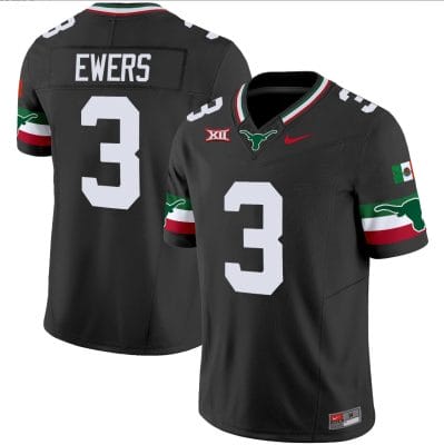 Quinn Ewers Jersey #3 Texas Longhorns Mexico Vapor College Football Black