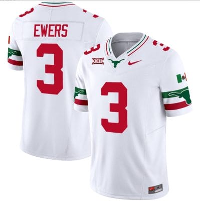 Quinn Ewers Jersey #3 Texas Longhorns Mexico Vapor College Football White