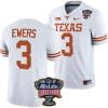 Quinn Ewers Brooks Jersey #3 Texas Longhorns Allstate Sugar Bowl Patch 2024 College Football White