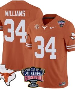 Ricky Williams Jersey #34 Texas Longhorns Sugar Bowl Patch Vapor Football Texas Orange