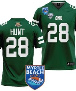 Rickey Hunt Jersey #28 Ohio Bobcats 2023 Myrtle Beach Bowl Patch College Football Green