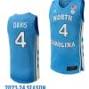 RJ Davis Jersey #4 North Carolina Tar Heels Replica College Basketball 2023-24 Blue