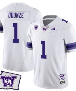 Rome Odunze Jersey #1 Washington Huskies Washington Map Patch Football White
