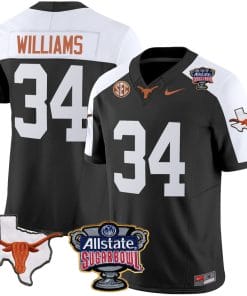 Ricky Williams Jersey #34 Texas Longhorns Sugar Bowl Patch Vapor Football Black Alternate