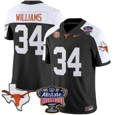 Ricky Williams Jersey #34 Texas Longhorns Sugar Bowl Patch Vapor Football Black Alternate