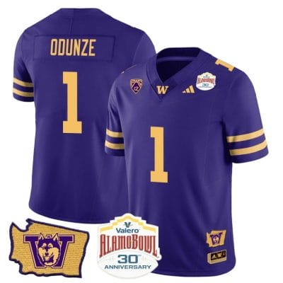 Rome Odunze Jersey #1 Washington Huskies Alamo Bowl Patch Football Purple Gold