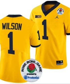 Roman Wilson Jersey #1 Michigan Wolverines Rose Bowl Game 2024 Patch College Football Playoff Maize