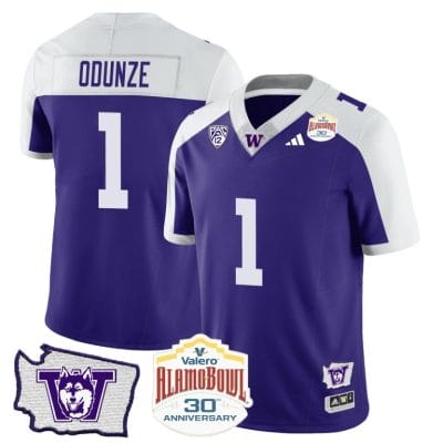 Rome Odunze Jersey #1 Washington Huskies Alamo Bowl Patch Alternate Football Stitched