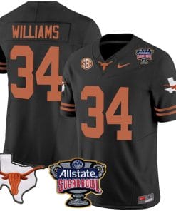 Ricky Williams Jersey #34 Texas Longhorns Sugar Bowl Patch Vapor Football Black