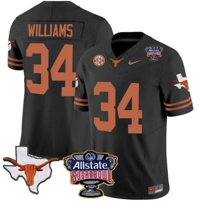 Ricky Williams Jersey #34 Texas Longhorns Sugar Bowl Patch Vapor Football Black