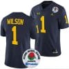 Roman Wilson Jersey #1 Michigan Wolverines Rose Bowl Game 2024 Patch College Football Playoff Navy