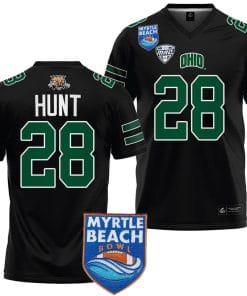 Rickey Hunt Jersey #28 Ohio Bobcats 2023 Myrtle Beach Bowl Patch College Football Black