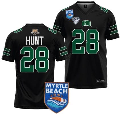 Rickey Hunt Jersey #28 Ohio Bobcats 2023 Myrtle Beach Bowl Patch College Football Black 8 Rickey Hunt Jersey #28 Ohio Bobcats 2023 Myrtle Beach Bowl Patch College Football Black