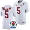 Roydell Williams Jersey #5 Alabama Crimson Tide Rose Bowl Game 2024 Patch College Football Playoff White 5 Roydell Williams Jersey #5 Alabama Crimson Tide Rose Bowl Game 2024 Patch College Football Playoff White