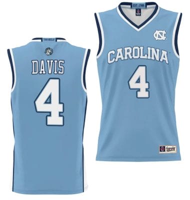RJ Davis Jersey #4 UNC Tar Heels NIL College Basketball Lightweight Blue