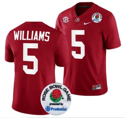 Roydell Williams Jersey #5 Alabama Crimson Tide Rose Bowl Game 2024 Patch College Football Playoff Crimson