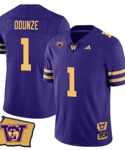 Rome Odunze Jersey #1 Washington Huskies Washington Map Patch Football Purple Gold