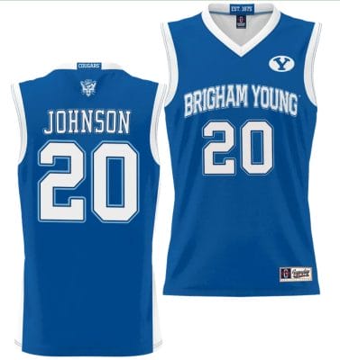 Spencer Johnson Jersey #20 BYU Cougars NIL College Basketball Jersey Lightweight Royal