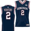 Steele Venters Jersey #2 Gonzaga Bulldogs NIL College Basketball Lightweight Black