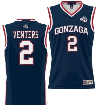 Steele Venters Jersey #2 Gonzaga Bulldogs NIL College Basketball Lightweight Black