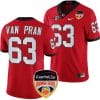 Sedrick Van Pran Jersey #63 Georgia Bulldogs Orange Bowl Patch 2023 College Football Red