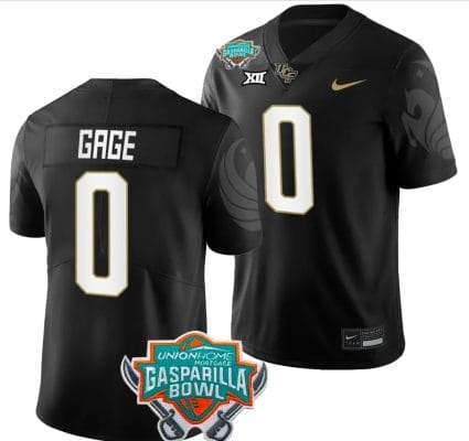 Stacy Gage Jersey #0 UCF Knights 2023 Gasparilla Bowl Patch Football Black