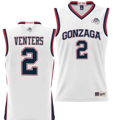 Steele Venters Jersey #2 Gonzaga Bulldogs NIL College Basketball Lightweight White