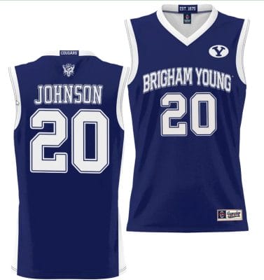 Spencer Johnson Jersey #20 BYU Cougars NIL College Basketball Jersey Lightweight Navy