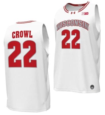 Steven Crowl Jersey #22 Wisconsin Badgers By the Players Basketball 2023-24 White 6 Steven Crowl Jersey #22 Wisconsin Badgers By the Players Basketball 2023-24 White