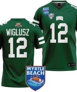 Sam Wiglusz Jersey #12 Ohio Bobcats 2023 Myrtle Beach Bowl Patch College Football Green
