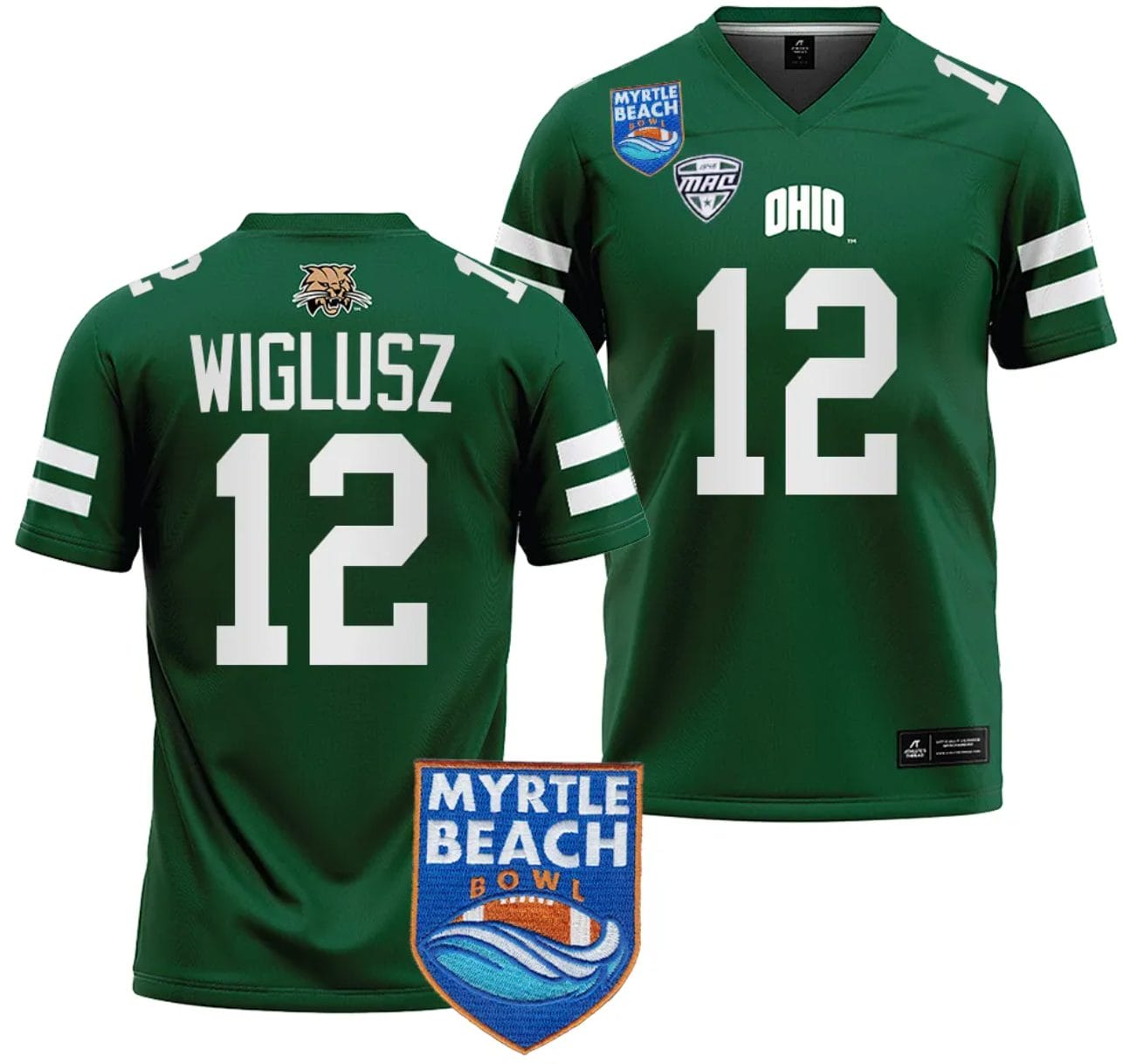 Sam Wiglusz Jersey #12 Ohio Bobcats 2023 Myrtle Beach Bowl Patch College Football Green 1 Sam Wiglusz Jersey #12 Ohio Bobcats 2023 Myrtle Beach Bowl Patch College Football Green