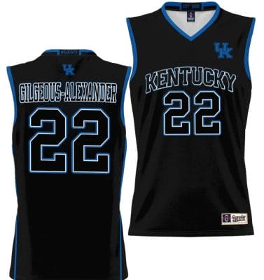 Shai Gilgeous Alexander Jersey #22 Kentucky Wildcats NIL College Basketball Lightweight Black