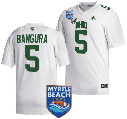 Sieh Bangura Jersey #5 Ohio Bobcats 2023 Myrtle Beach Bowl Patch MVP Football White
