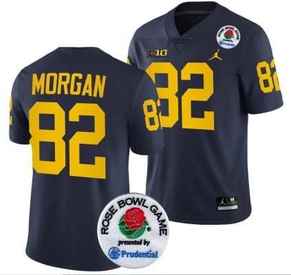 Semaj Morgan Jersey #82 Michigan Wolverines Rose Bowl Game 2024 Patch College Football Playoff Navy 8 Semaj Morgan Jersey #82 Michigan Wolverines Rose Bowl Game 2024 Patch College Football Playoff Navy