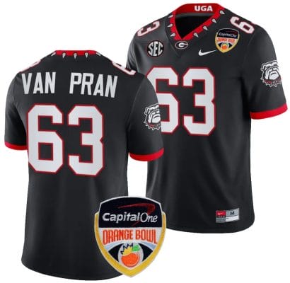 Sedrick Van Pran Jersey #63 Georgia Bulldogs Orange Bowl Patch 2023 College Football Black