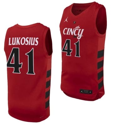 Simas Lukosius Jersey #41 Cincinnati Bearcats College Basketball Replica 2023-24 Red