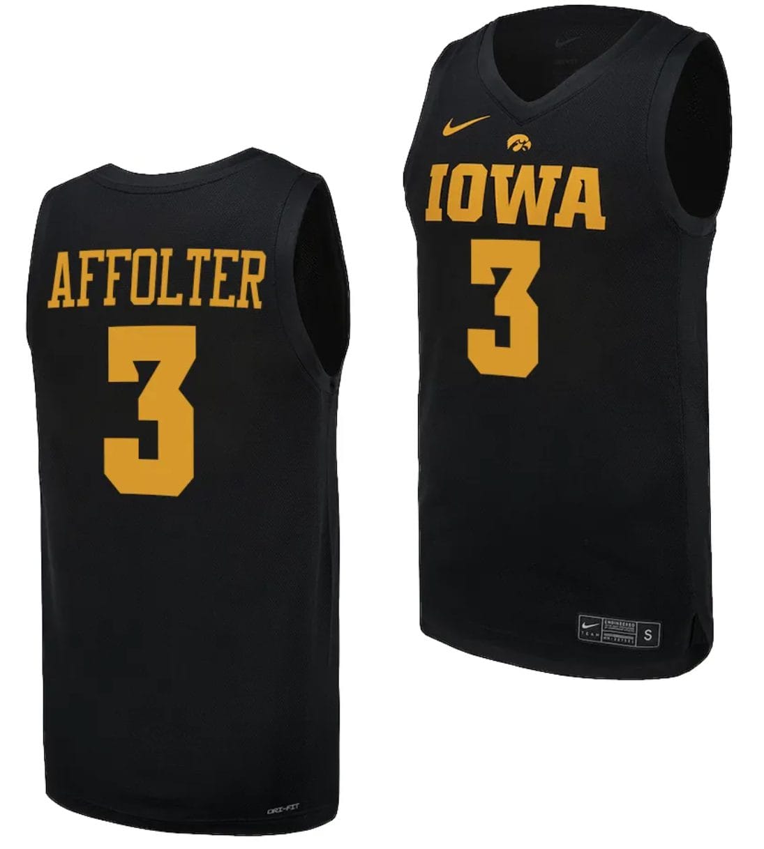 Sydney Affolter Jersey #3 Iowa Hawkeyes Basketball uniform 2023-24 Black 1 Sydney Affolter Jersey #3 Iowa Hawkeyes Basketball uniform 2023-24 Black