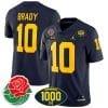 Tom Brady Jersey #10 Michigan Wolverines 1000 Wins & Rose Bowl Patch Special Navy