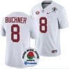 Tyler Buchner Jersey #8 Alabama Crimson Tide Rose Bowl Game 2024 Patch College Football Playoff White 4 Tyler Buchner Jersey #8 Alabama Crimson Tide Rose Bowl Game 2024 Patch College Football Playoff White